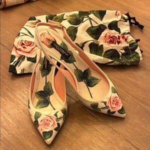 Dolce & Gabbana Cream and Pink Floral Heels